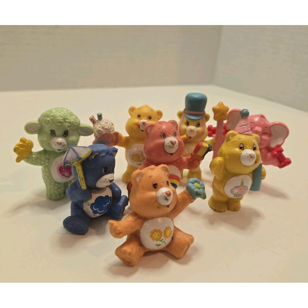 Vintage 80s Care Bears Lot of 8 Mini Figures AGC '83 '84 Rare Toy PVC